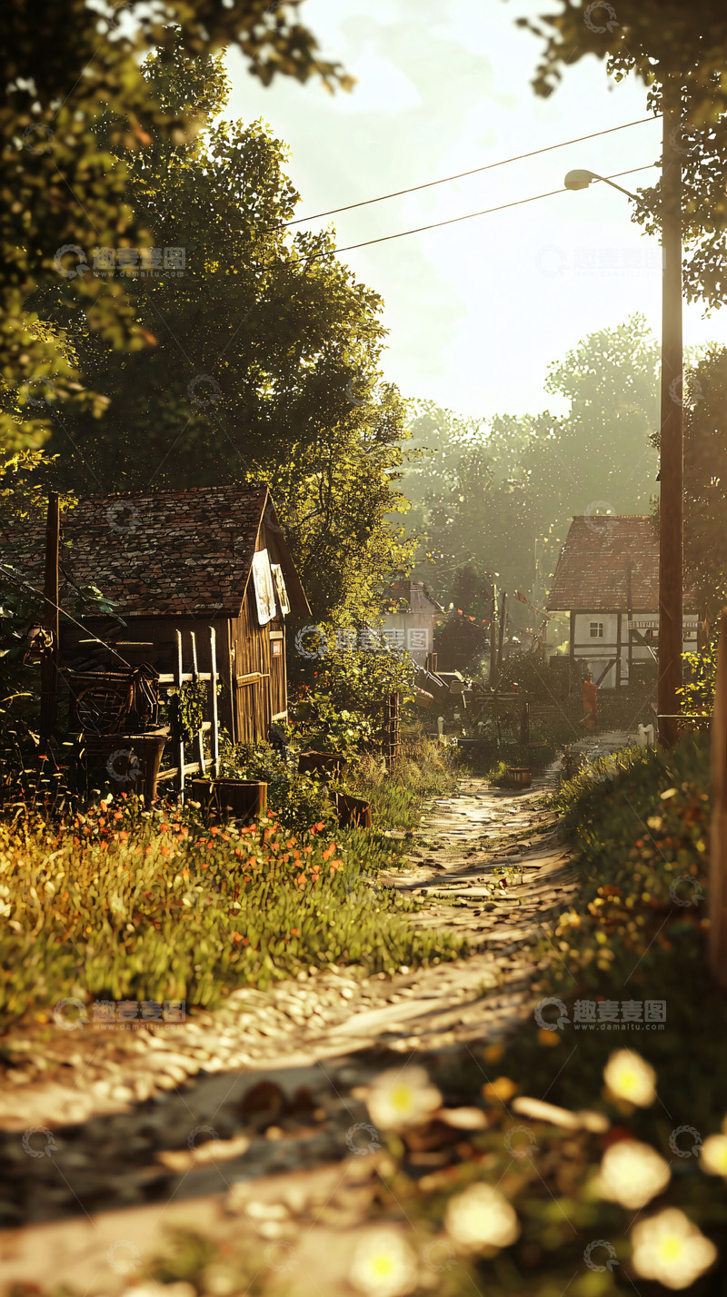 高清大图下载【趣麦麦图】阳光洒在乡间小路上