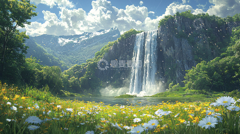 高清大图下载【趣麦麦图】山间瀑布