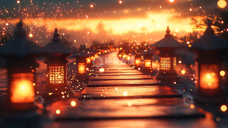 高清大图下载【趣麦麦图】温暖灯光小路