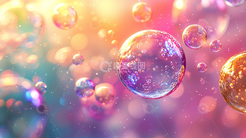 高清大图下载【趣麦麦图】彩色泡泡梦幻背景