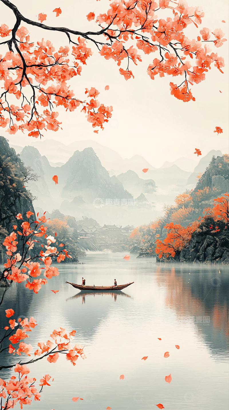 高清大图下载【趣麦麦图】湖上扁舟