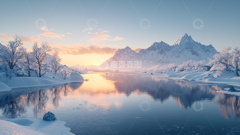 高清大图下载【趣麦麦图】冰雪山川晨曦美景