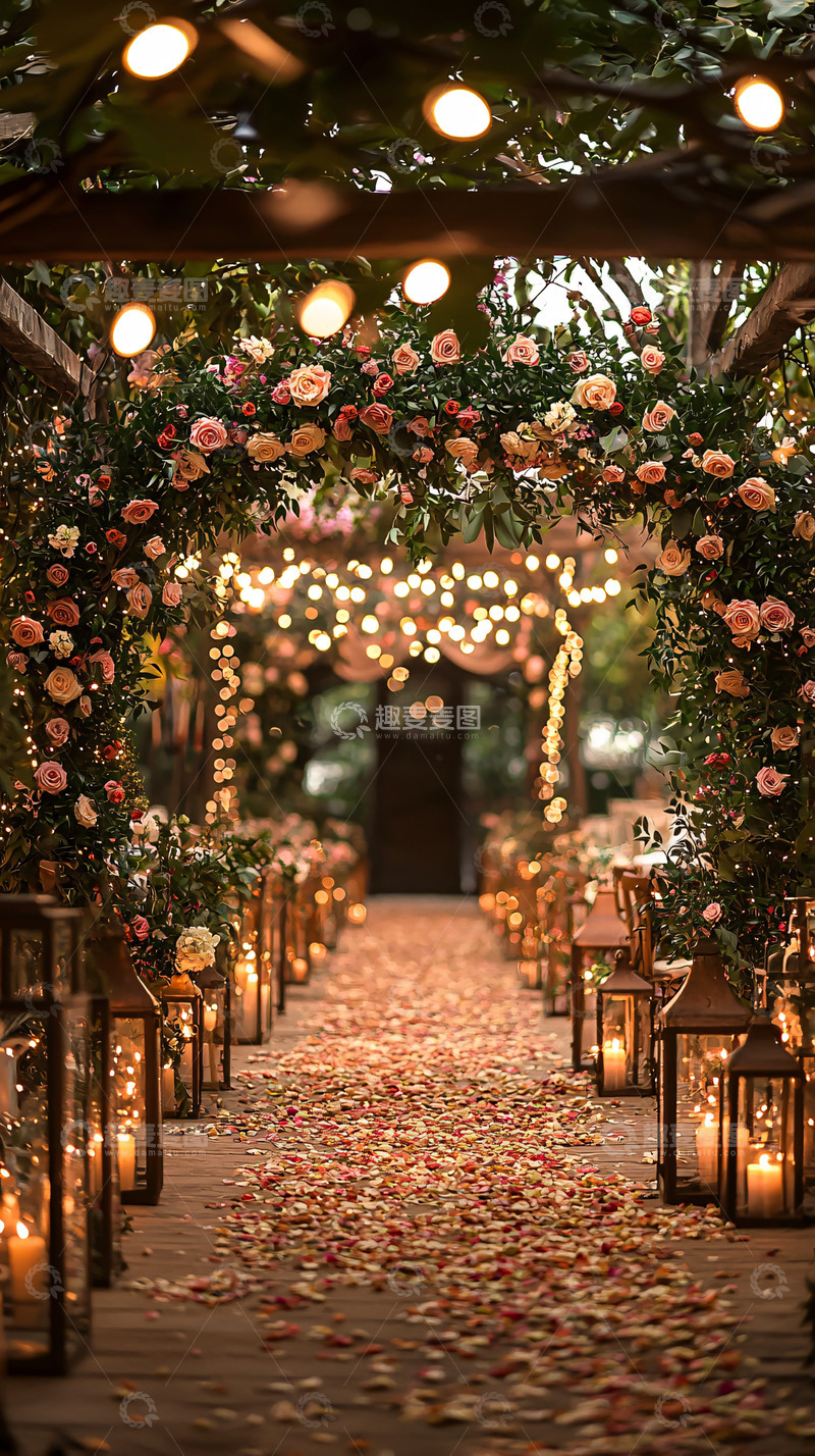 高清大图下载【趣麦麦图】浪漫花园拱门灯光婚礼