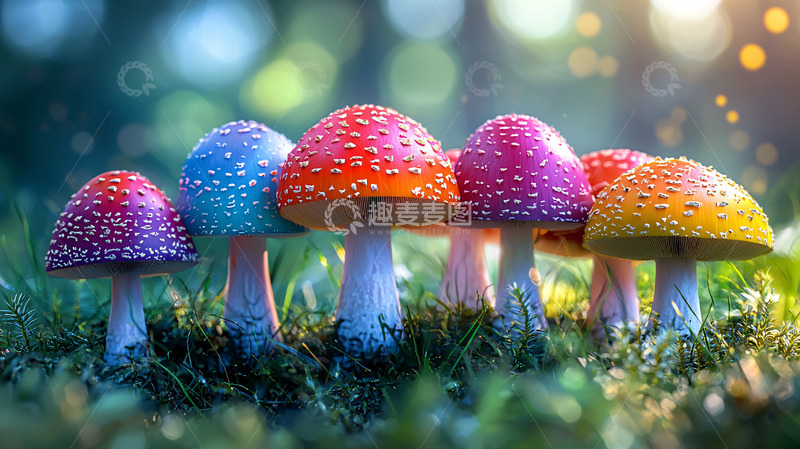 高清大图下载【趣麦麦图】彩色蘑菇