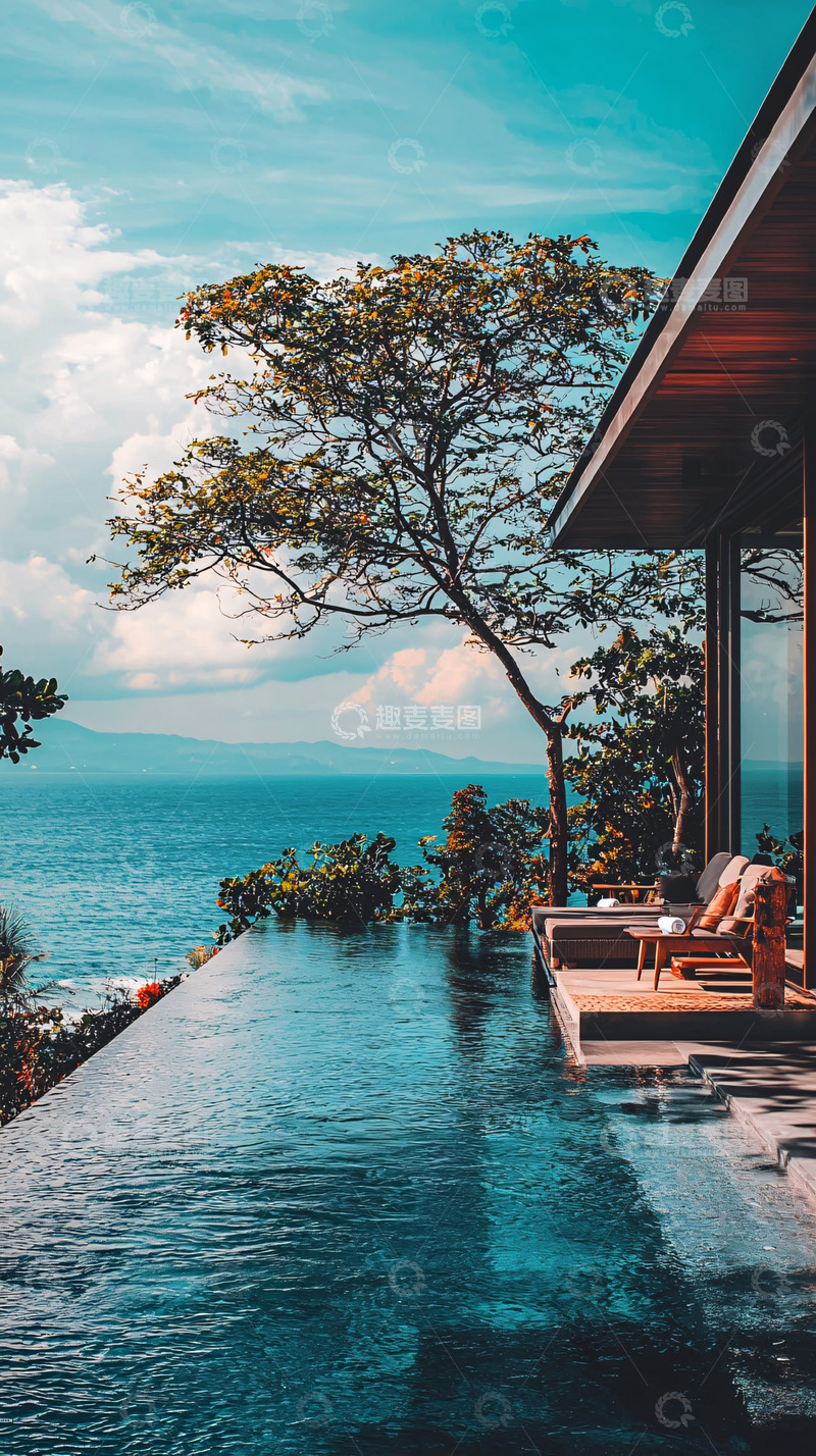高清大图下载【趣麦麦图】海景别墅无边泳池