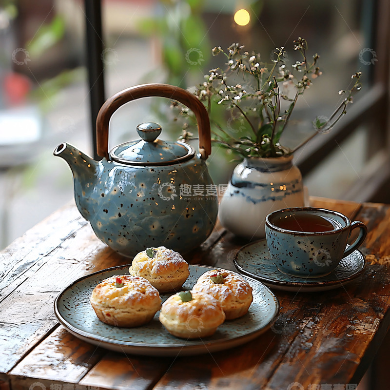 高清大图下载【趣麦麦图】精致茶具与甜点美食