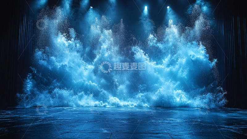 高清大图下载【趣麦麦图】蓝色烟雾舞台灯光