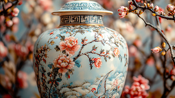 古色古香的花卉瓷瓶