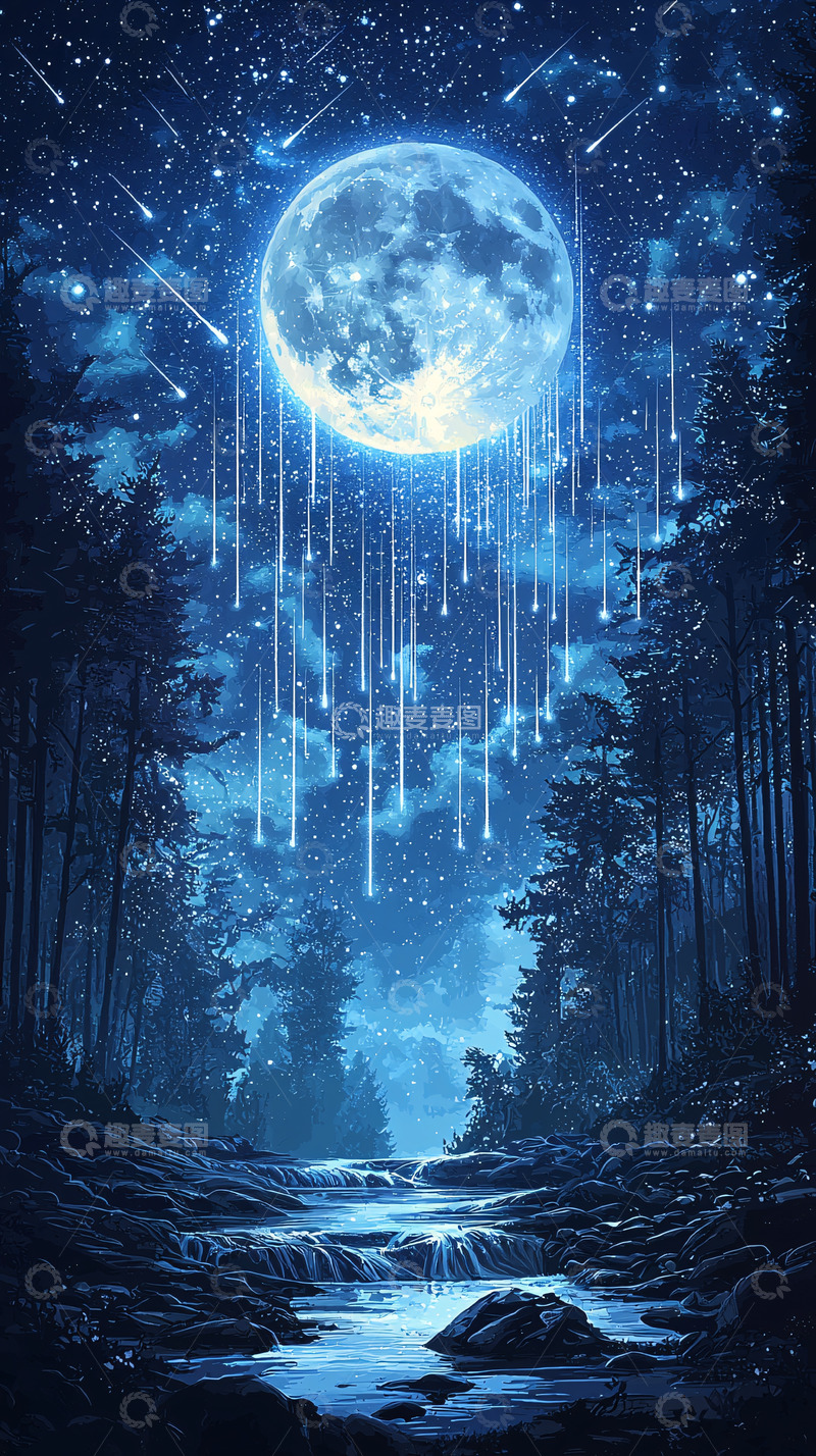 高清大图下载【趣麦麦图】梦幻森林星空