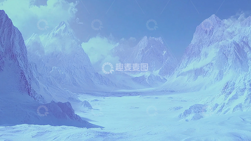 高清大图下载【趣麦麦图】冰雪覆盖的山脉景观