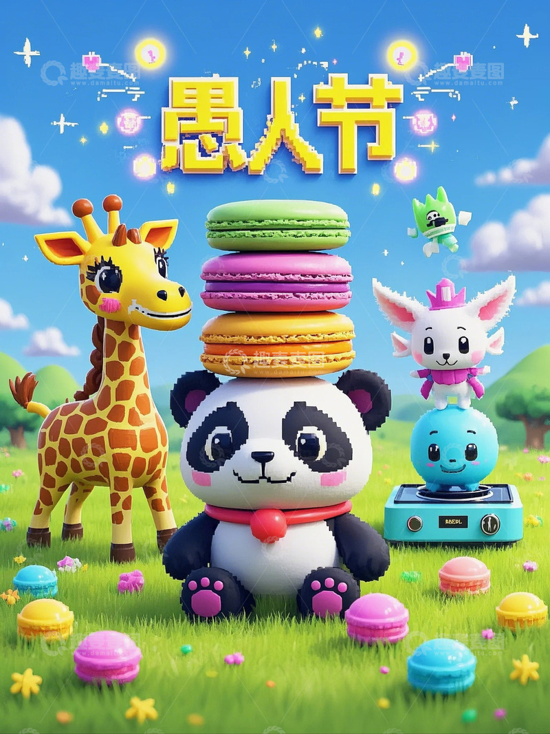 高清大图下载【趣麦麦图】愚人节动物有趣背景素材2