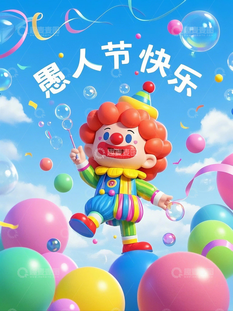 高清大图下载【趣麦麦图】愚人节小丑背景素材