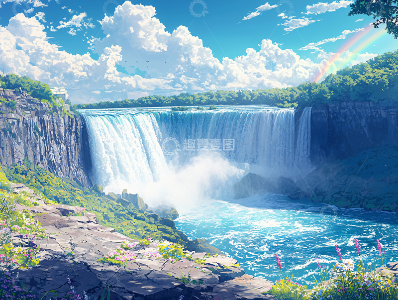高清大图下载【趣麦麦图】梦幻般的大瀑布风景