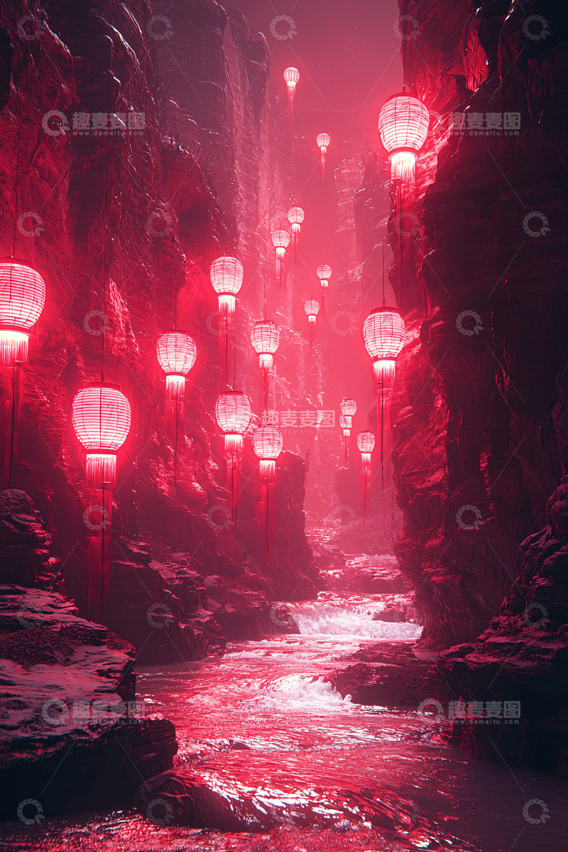 高清大图下载【趣麦麦图】红光峡谷灯笼