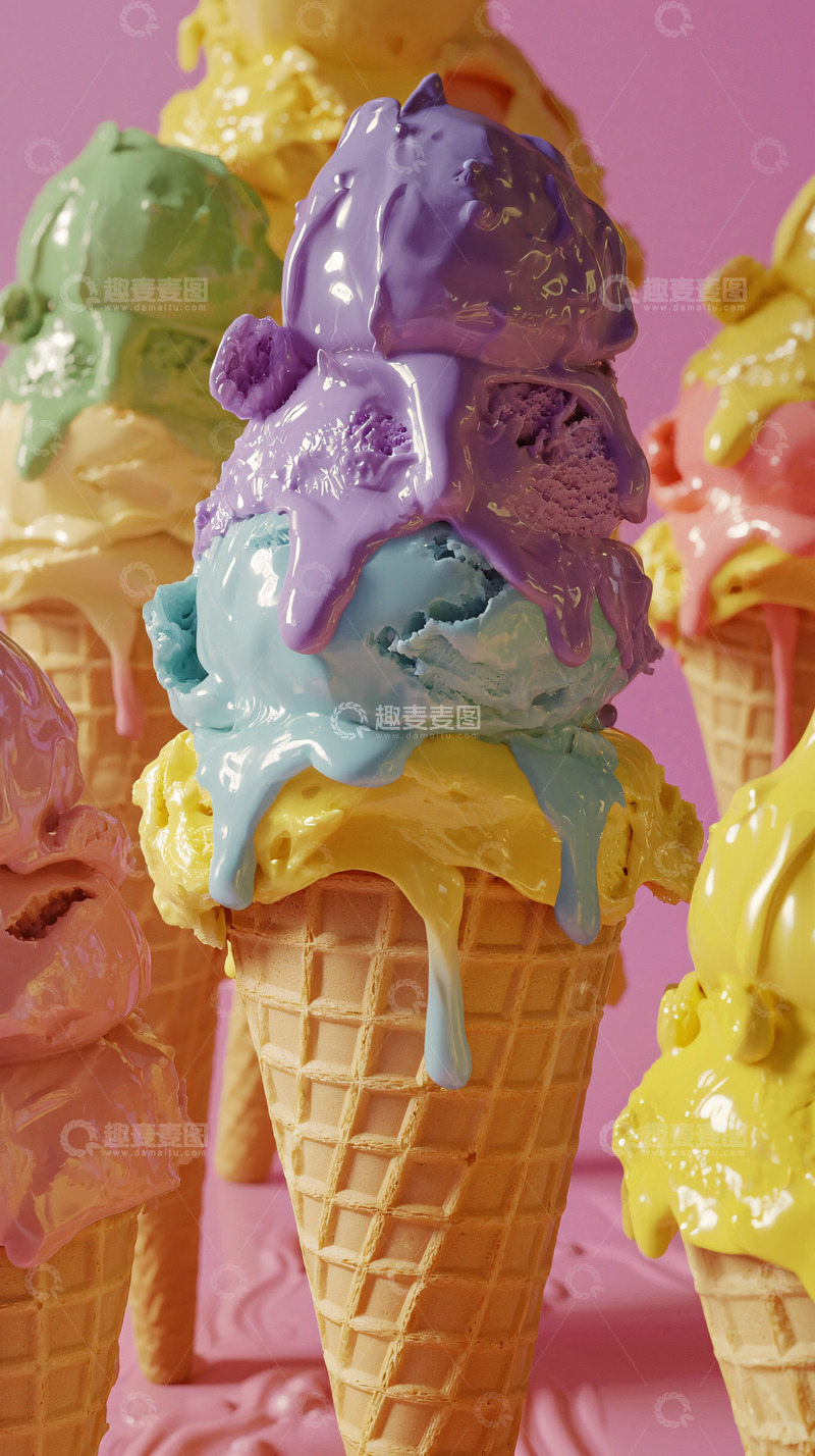 高清大图下载【趣麦麦图】彩色冰淇淋圣代