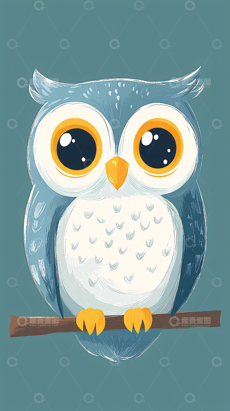 高清大图下载【趣麦麦图】卡通萌猫头鹰