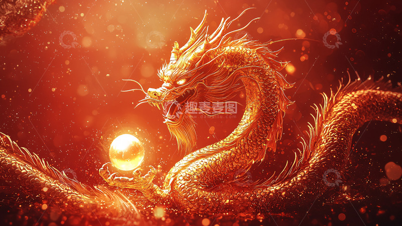 高清大图下载【趣麦麦图】火焰金龙