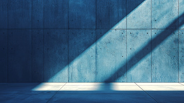 蓝色水泥墙光影