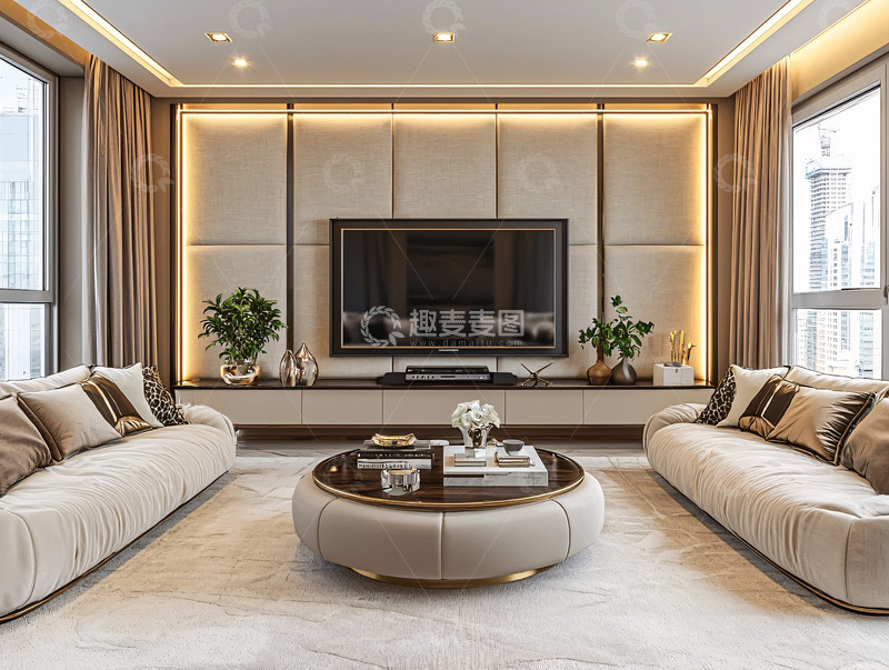 高清大图下载【趣麦麦图】现代轻奢客厅设计