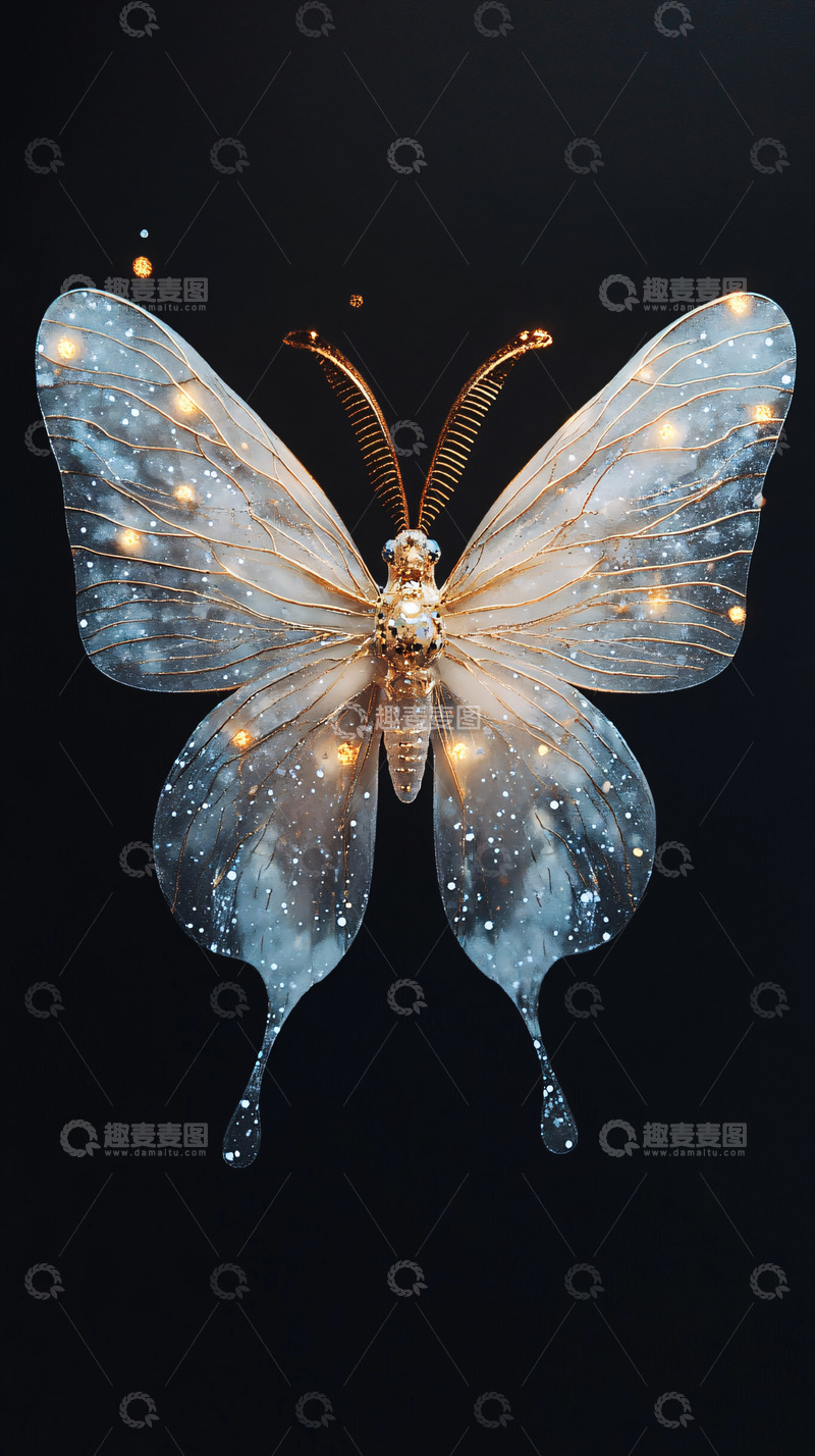 高清大图下载【趣麦麦图】黑底闪亮唯美蝴蝶