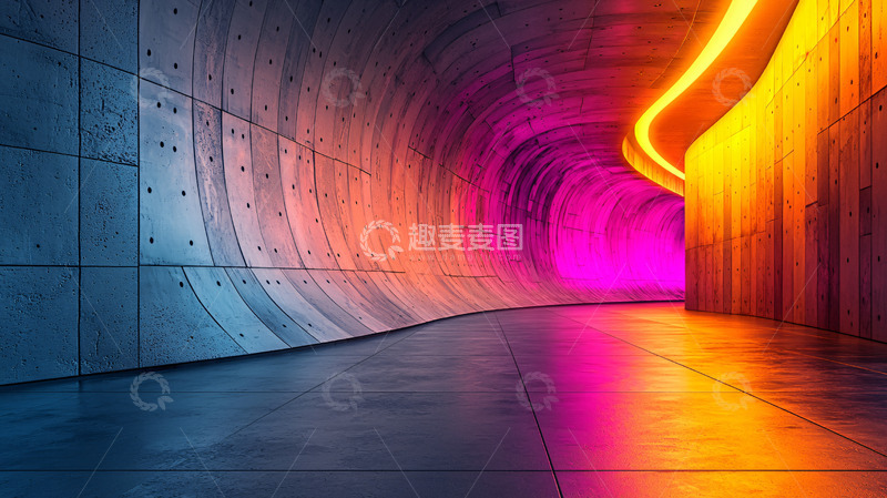 高清大图下载【趣麦麦图】霓虹灯隧道