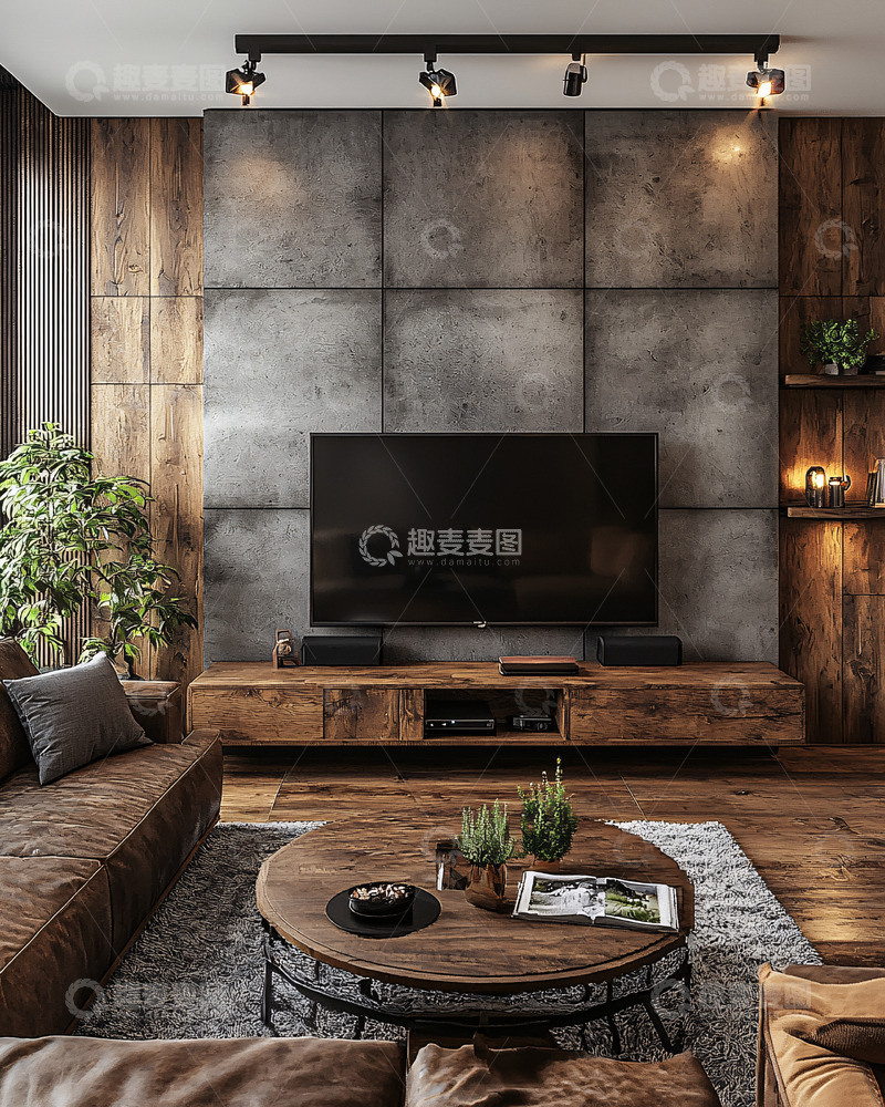 高清大图下载【趣麦麦图】工业风客厅