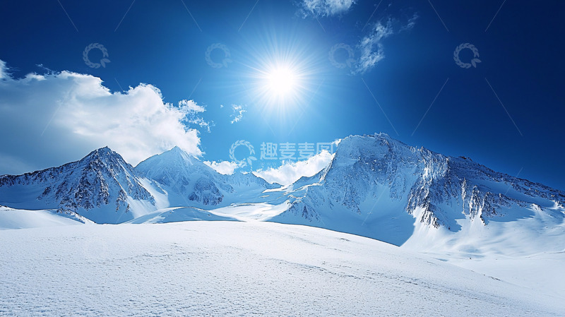 高清大图下载【趣麦麦图】雪山阳光下的冰川美景