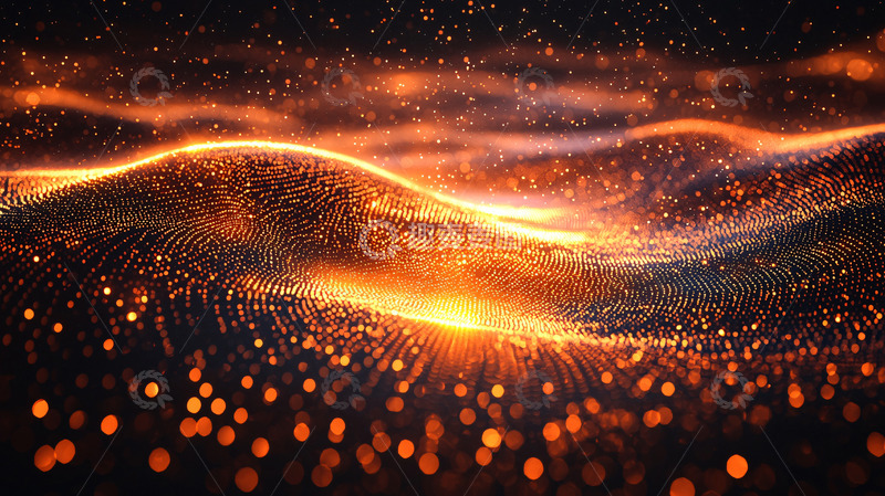 高清大图下载【趣麦麦图】金色粒子波浪背景