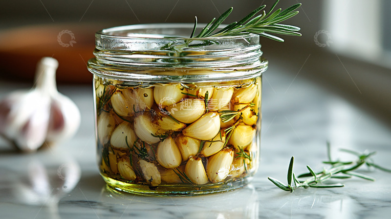高清大图下载【趣麦麦图】蒜油浸泡罐头