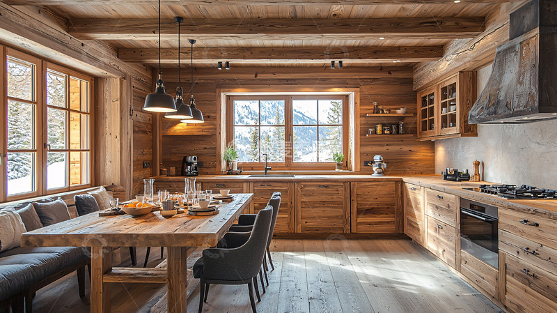 高清大图下载【趣麦麦图】木质乡村风厨房