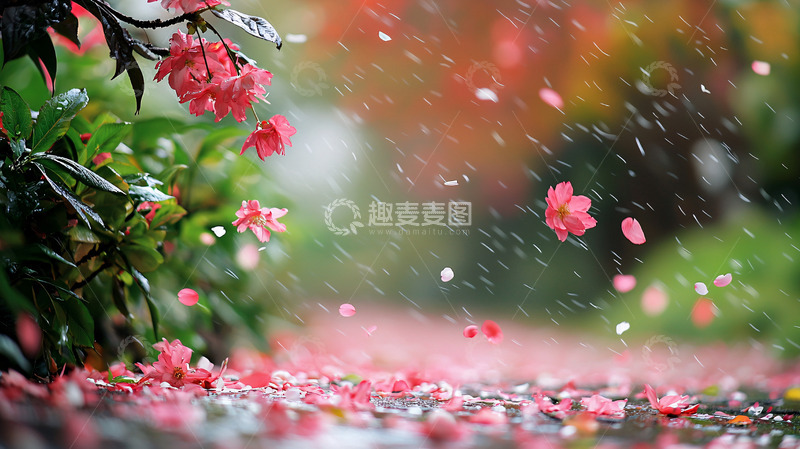 高清大图下载【趣麦麦图】雨中落花