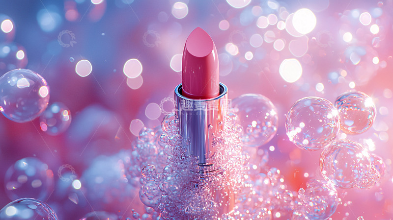 高清大图下载【趣麦麦图】泡泡背景下的粉色口红