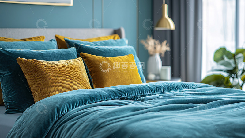 高清大图下载【趣麦麦图】蒂尔蓝丝绒床品