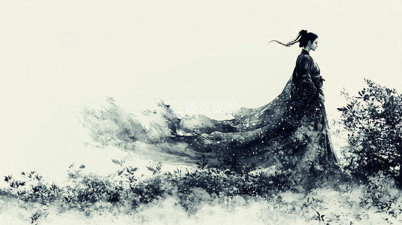 高清大图下载【趣麦麦图】水墨画古风女子
