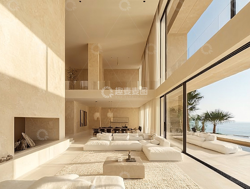 高清大图下载【趣麦麦图】极简风现代别墅客厅