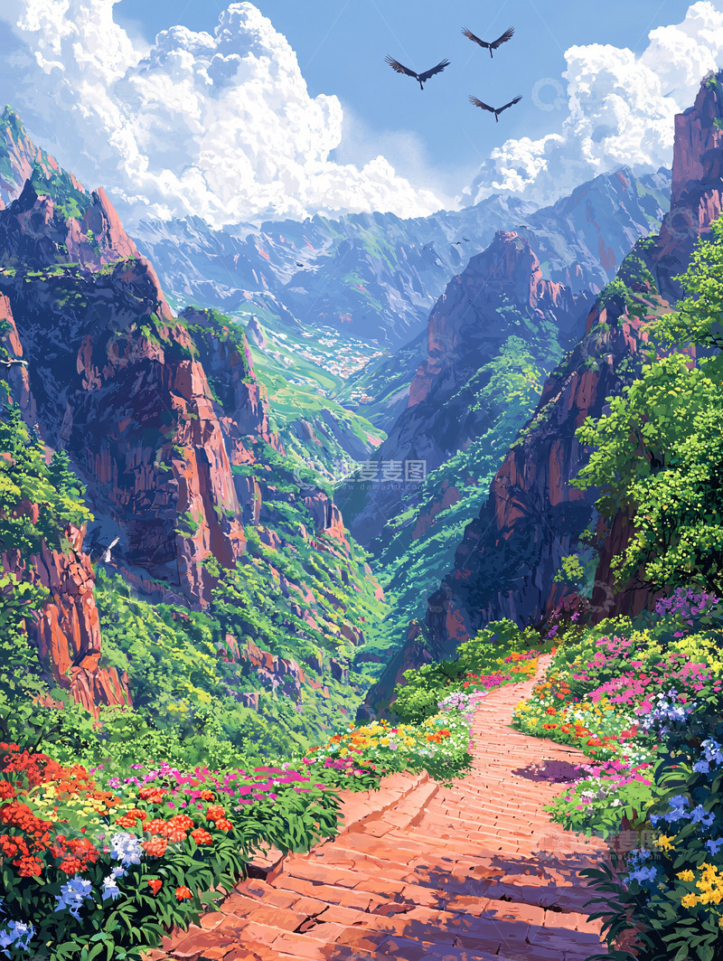 高清大图下载【趣麦麦图】峡谷间的步道