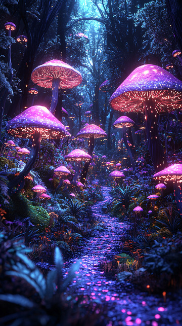 发光蘑菇的梦幻森林