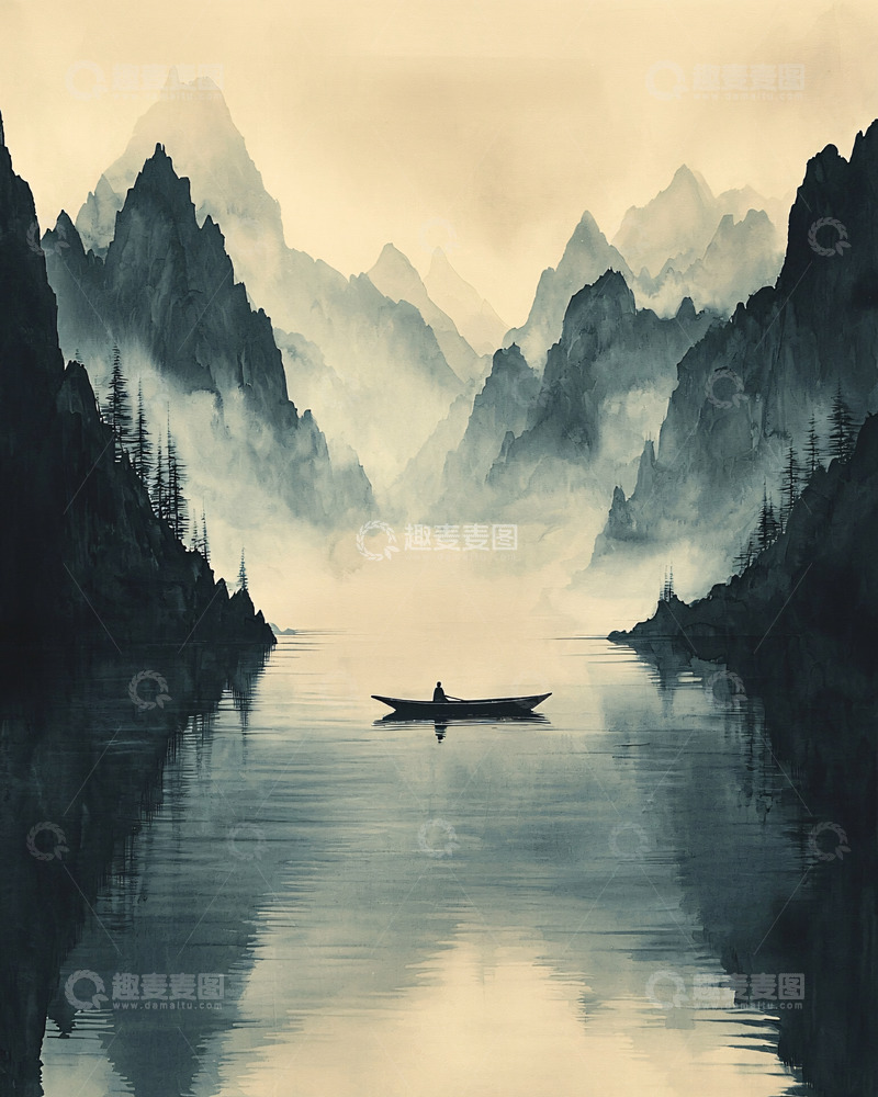 高清大图下载【趣麦麦图】水墨画山水