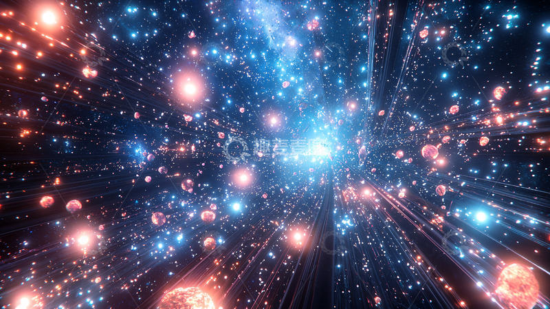 高清大图下载【趣麦麦图】蓝色和粉色宇宙粒子