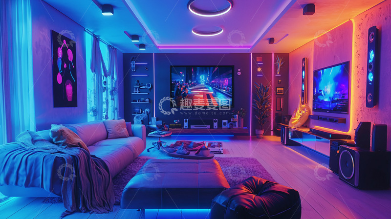 高清大图下载【趣麦麦图】炫酷电竞游戏房装修
