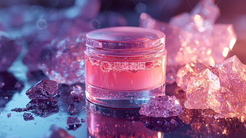 高清大图下载【趣麦麦图】晶莹剔透的粉色护肤品