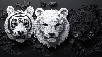 黑白动物剪纸艺术