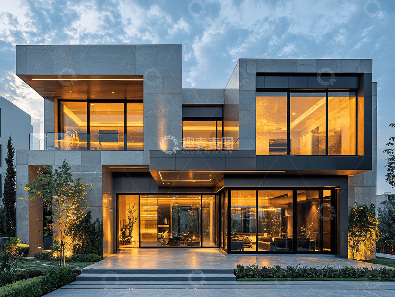 高清大图下载【趣麦麦图】现代风格别墅夜景