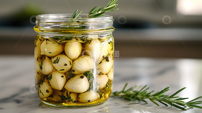 高清大图下载【趣麦麦图】大蒜在玻璃罐里浸泡