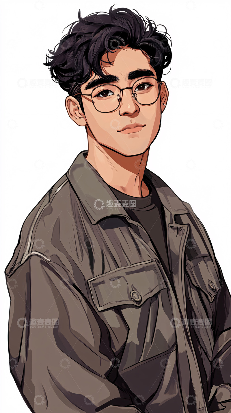 高清大图下载【趣麦麦图】戴眼镜的帅气男生