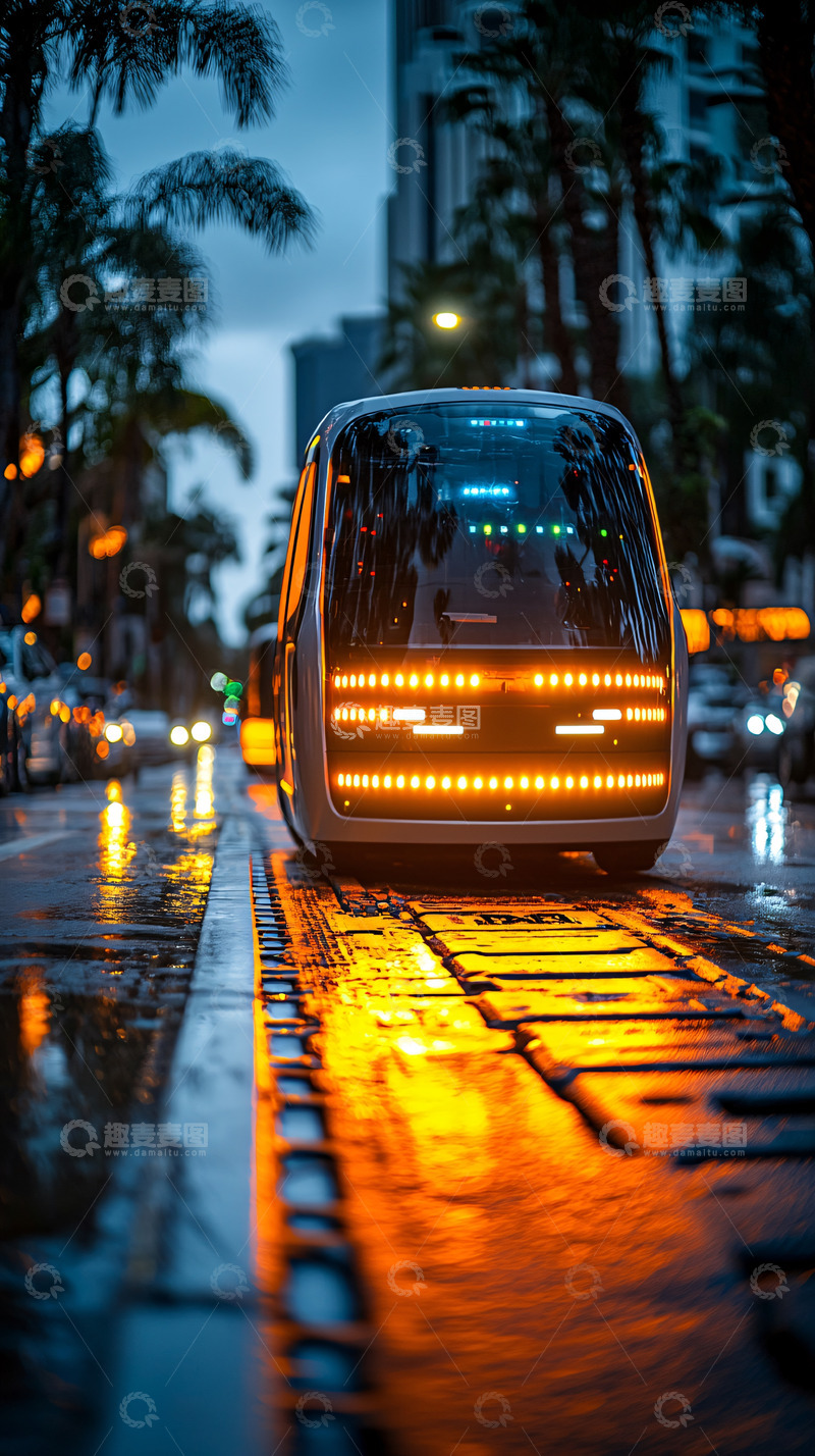 高清大图下载【趣麦麦图】夜景无人驾驶汽车