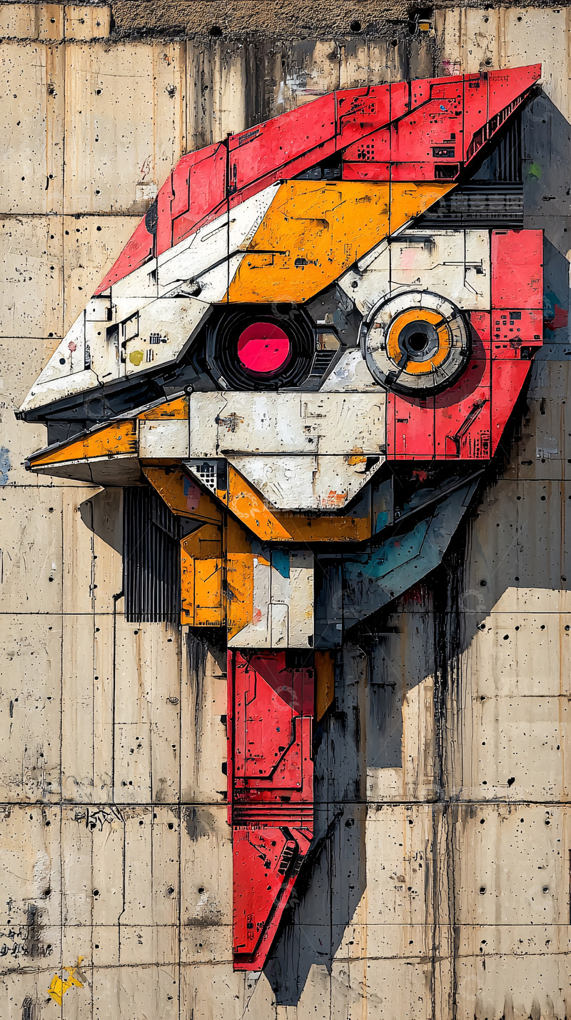 高清大图下载【趣麦麦图】锈迹斑斑的机械鸟头