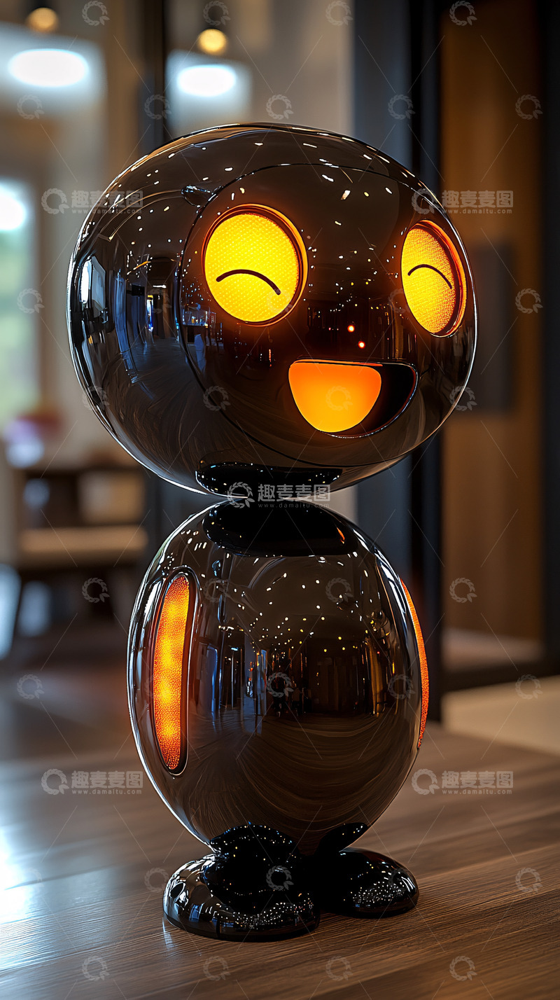 高清大图下载【趣麦麦图】可爱黑色机器人