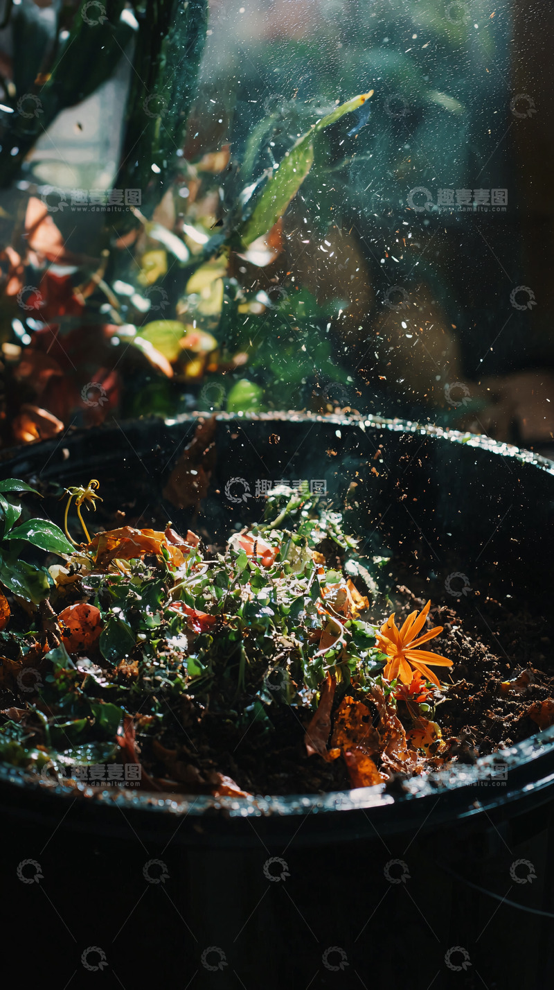 高清大图下载【趣麦麦图】堆肥桶里的植物残渣