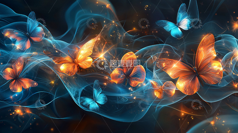 高清大图下载【趣麦麦图】梦幻光影蝴蝶